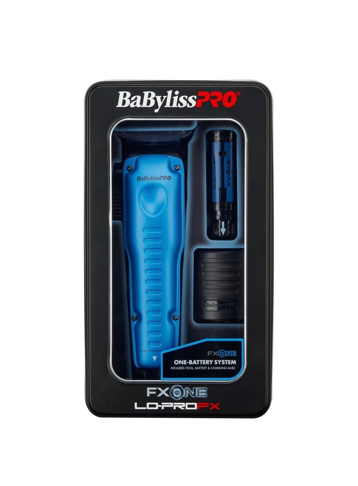 BaBylissPRO FXONE Lo-Pro FX High Performance Low Profile Limited Edition Black & Blue Clipper w/ Interchangeable Lithium Battery Pack